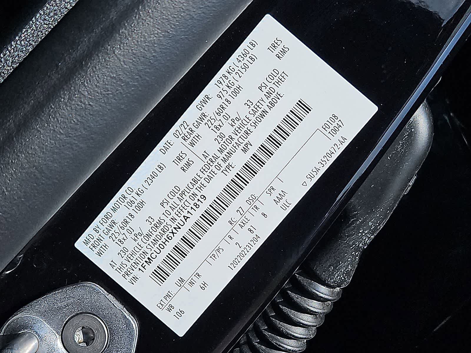 Used 2022 Ford Escape SEL w/ Technology Package FWD image 40