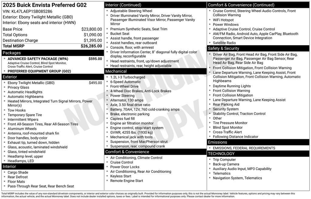 New 2025 Buick Envista Preferred w/ Advanced Safety Package image 34