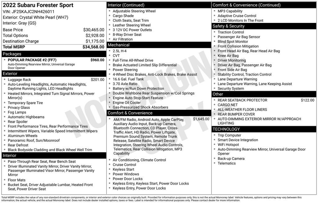 Certified 2022 Subaru Forester Sport w/ Popular Package #2 AWD/4WD image 5