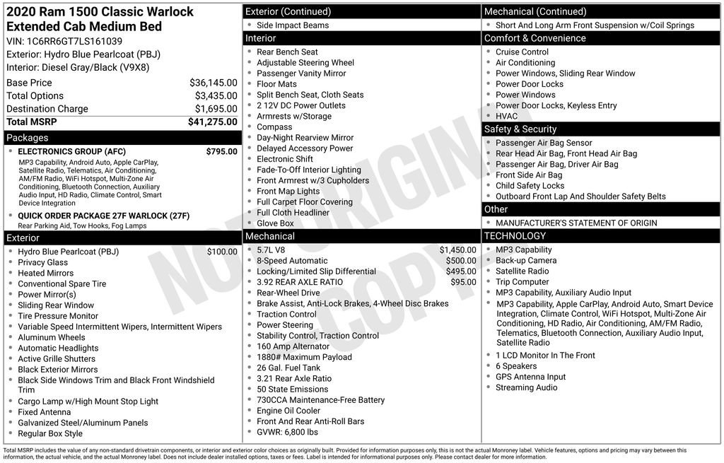 Used 2020 RAM 1500 Warlock w/ Electronics Group RWD image 9
