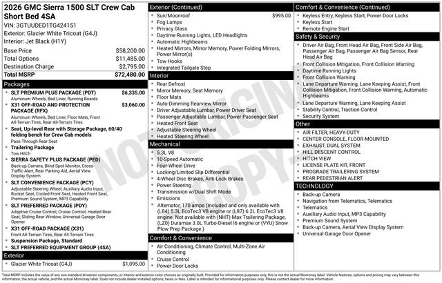 New 2026 GMC Sierra 1500 SLT w/ SLT Premium Plus Package AWD/4WD image 29