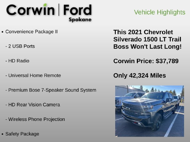 Used 2021 Chevrolet Silverado 1500 LT Trail Boss w/ Convenience Package II AWD/4WD image 12