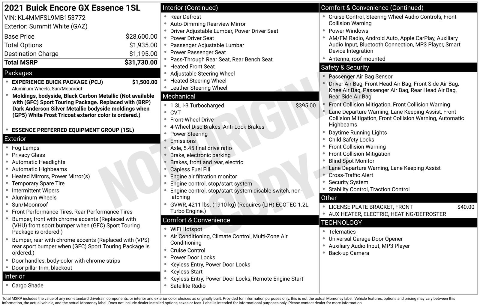 Used 2021 Buick Encore GX Essence w/ Experience Buick Package image 31
