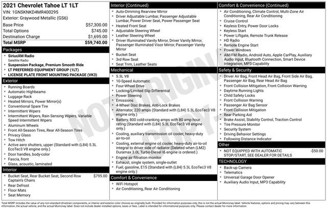 Used 2021 Chevrolet Tahoe LT AWD/4WD image 2