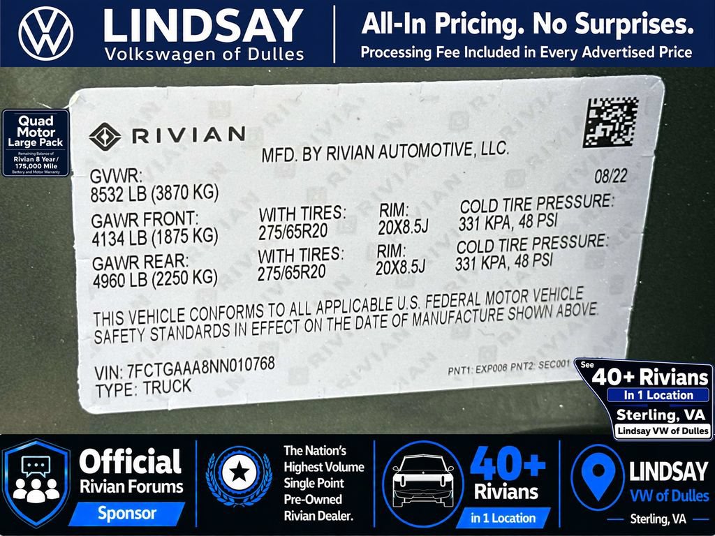 Used 2022 Rivian R1T Adventure AWD/4WD image 29