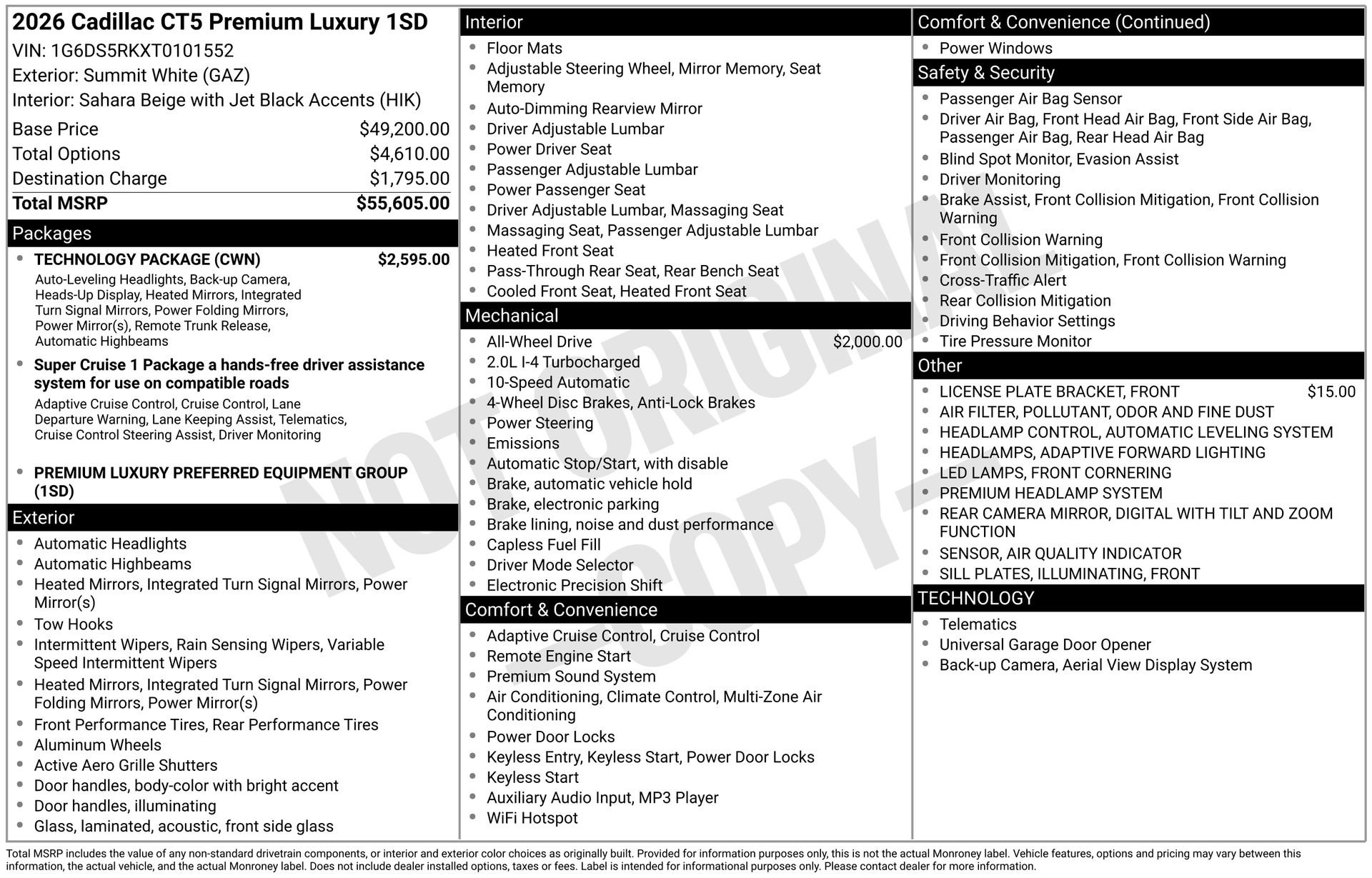 New 2026 Cadillac CT5 Premium Luxury w/ Technology Package AWD/4WD image 3