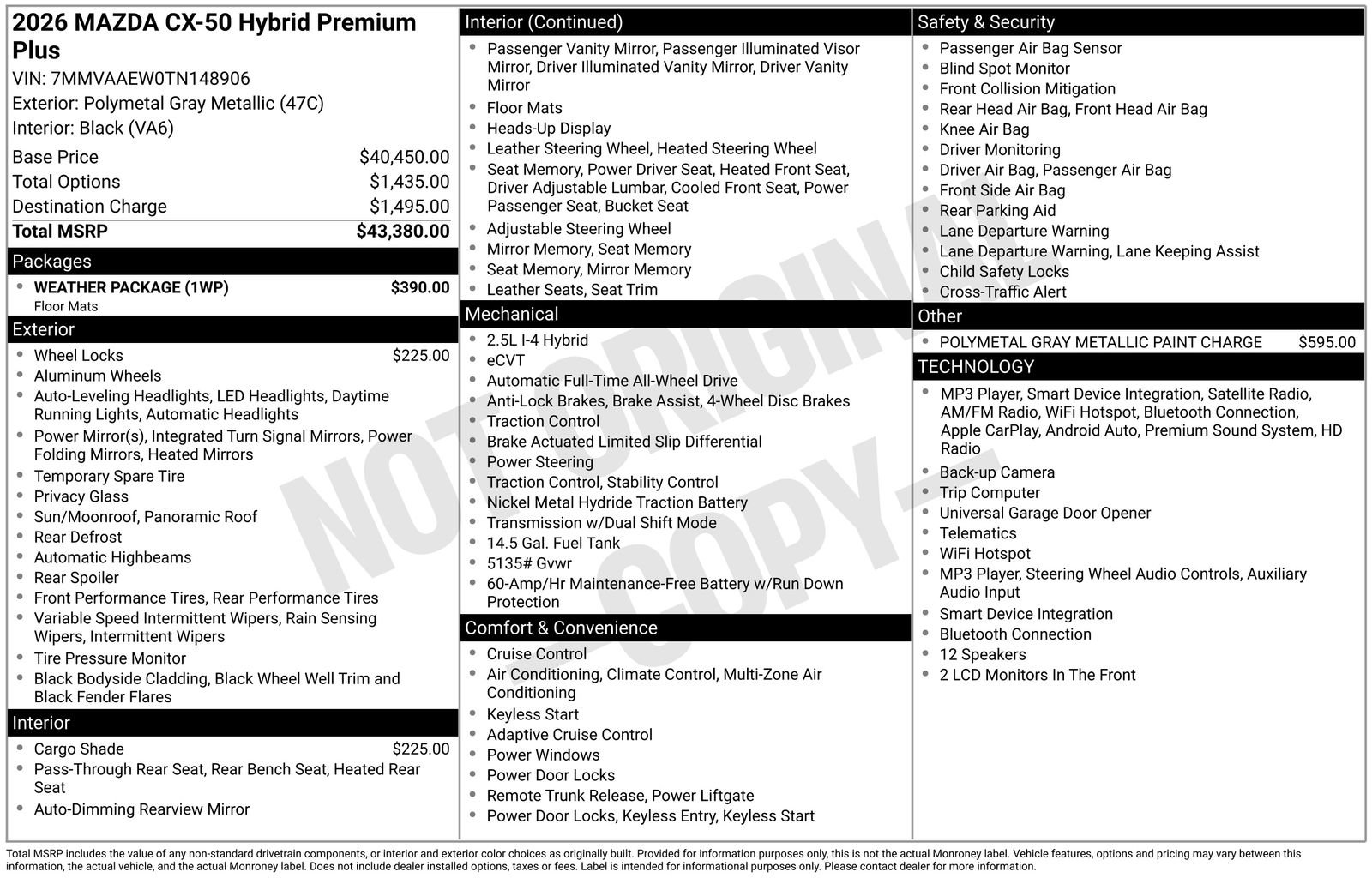 Certified 2026 MAZDA CX-50 2.5 Hybrid w/ Weather Package AWD/4WD image 40