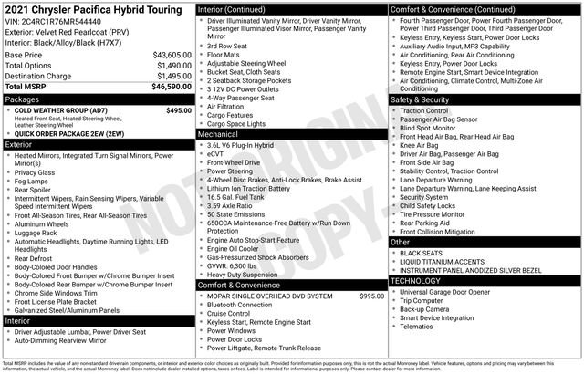 Used 2021 Chrysler Pacifica Touring w/ Cold Weather Group FWD image 16