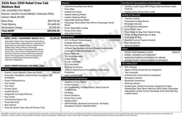 New 2026 RAM 2500 Rebel w/ Rebel Level 1 Equipment Group AWD/4WD image 19