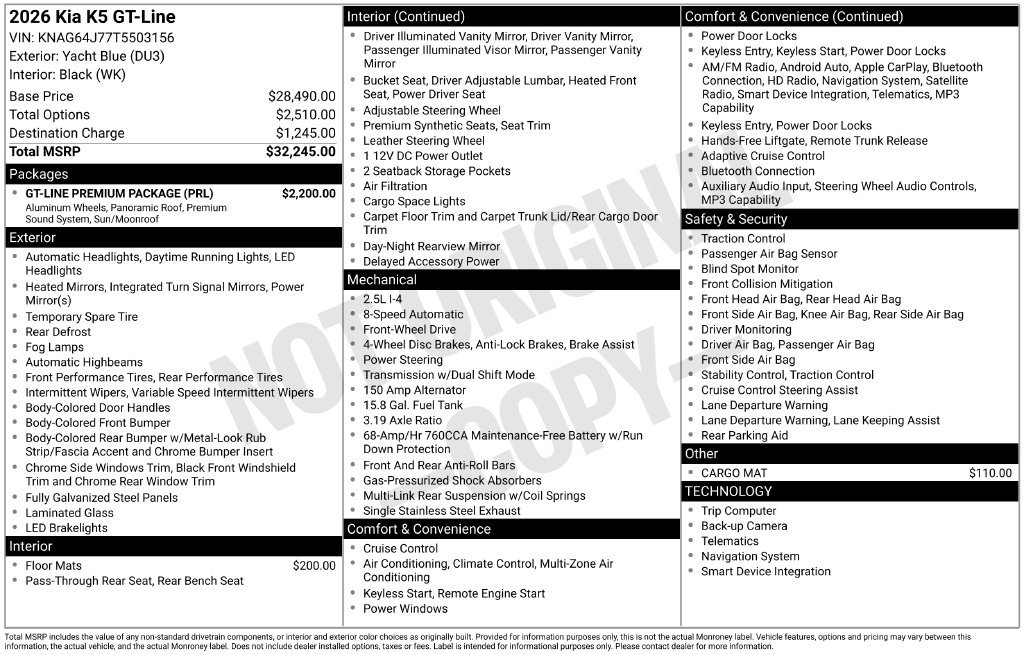 New 2026 Kia K5 GT-Line w/ GT-Line Premium Package FWD image 27