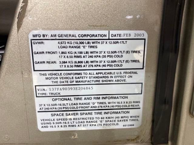 Used 2003 HUMMER H1 4-Door Open Top image 27