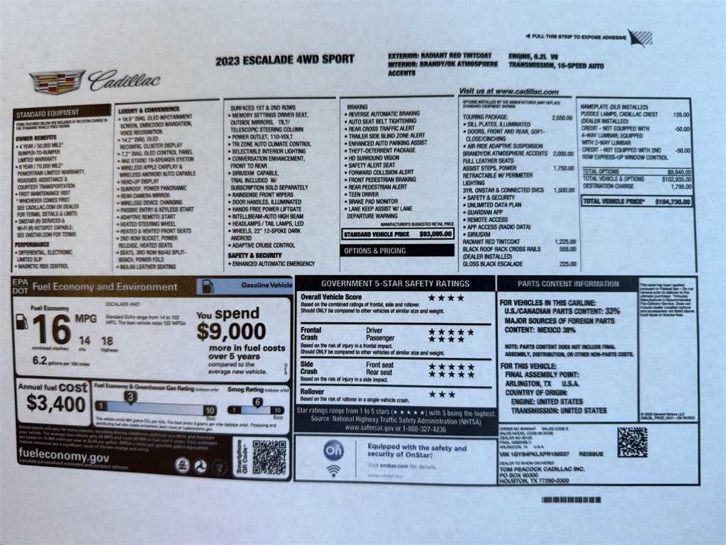 Used 2023 Cadillac Escalade Sport w/ Touring Package image 2