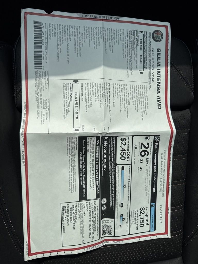 New 2025 Alfa Romeo Giulia AWD w/ Driving Assist Package image 19