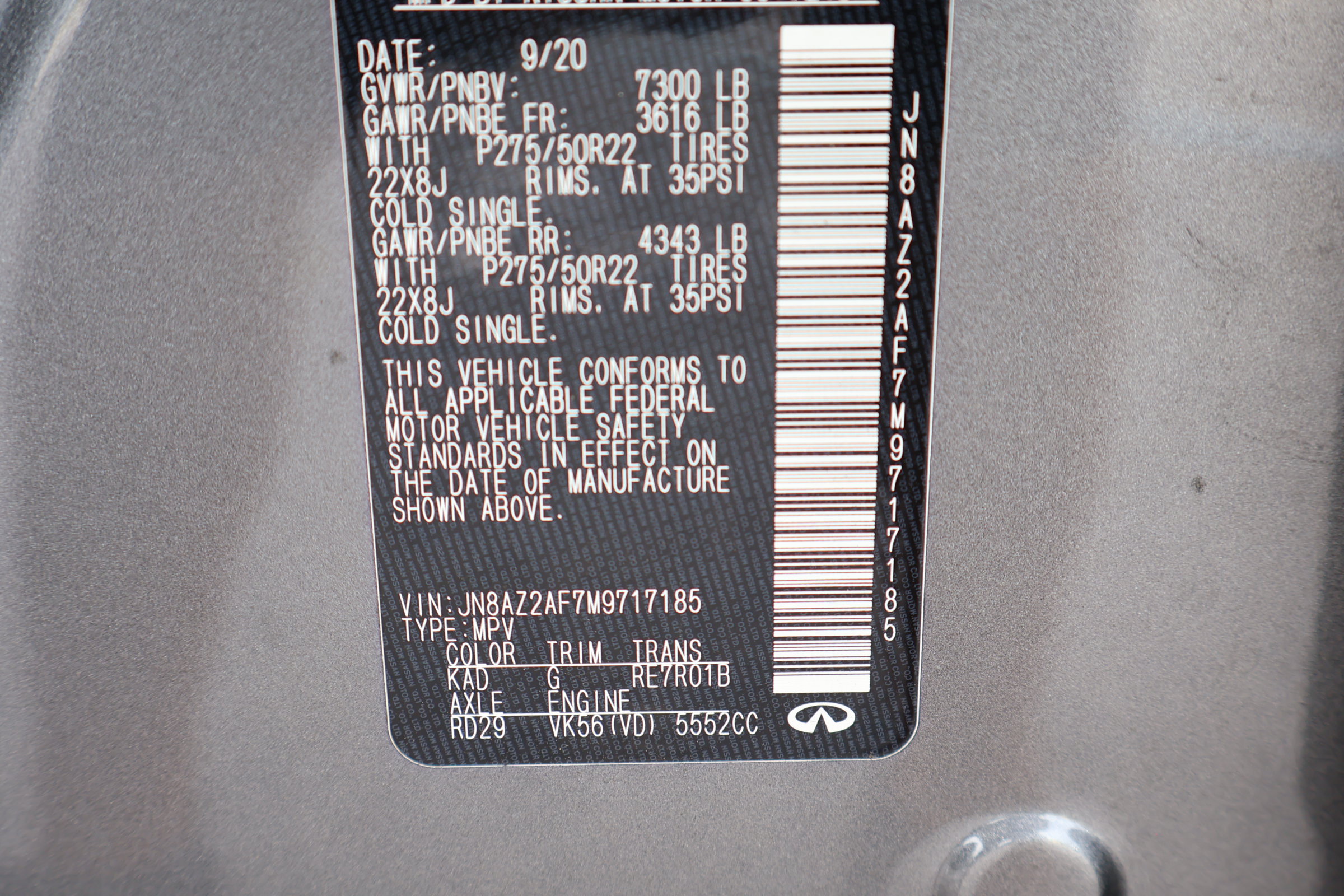 Certified 2021 INFINITI QX80 Premium Select w/ Cargo Package RWD image 26