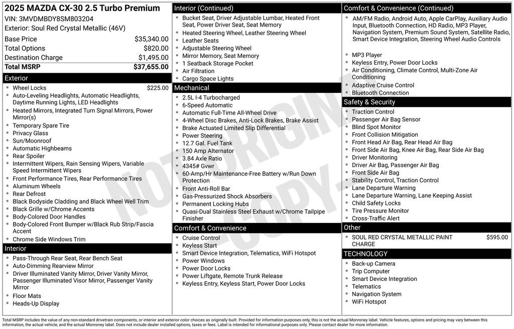 Certified 2025 MAZDA CX-30 2.5 Turbo w/ Premium Package image 5
