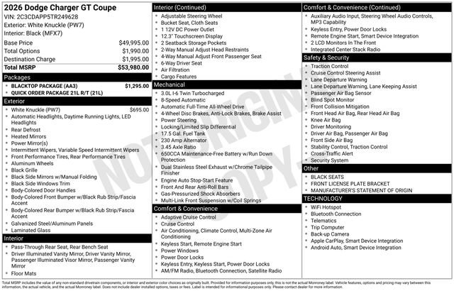 New 2026 Dodge Charger R/T w/ Blacktop Package AWD/4WD image 6