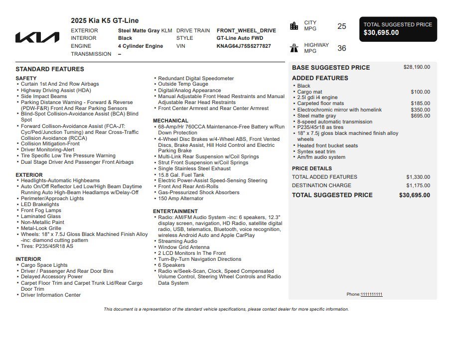Used 2025 Kia K5 GT-Line FWD image 35