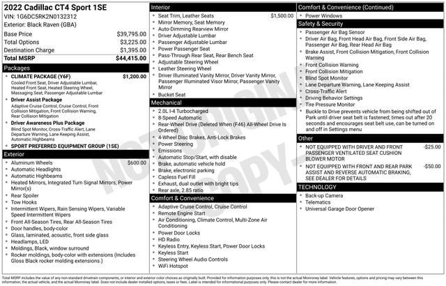 Certified 2022 Cadillac CT4 Sport w/ Climate Package RWD image 34