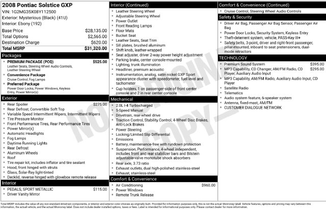 Used 2008 Pontiac Solstice GXP w/ Premium Package RWD image 2