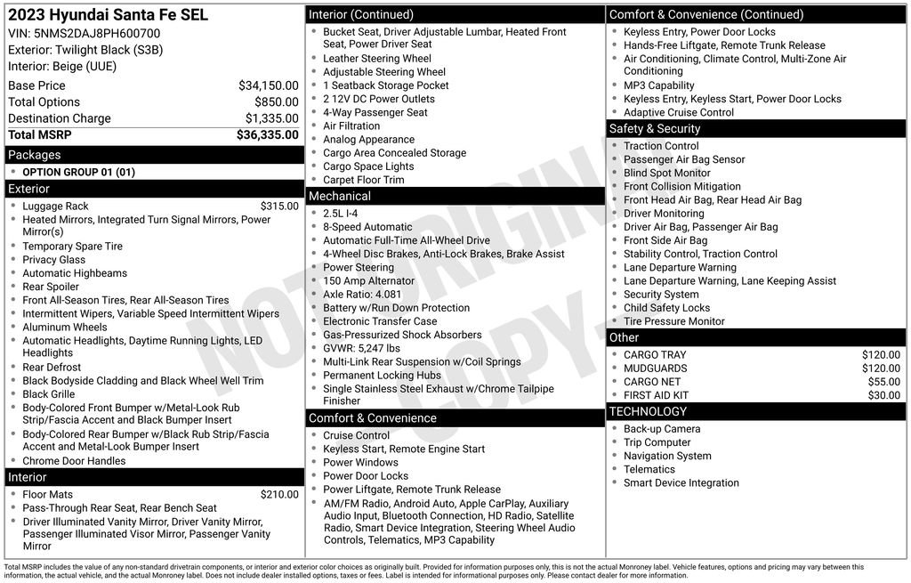 Certified 2023 Hyundai Santa Fe SEL AWD/4WD image 6