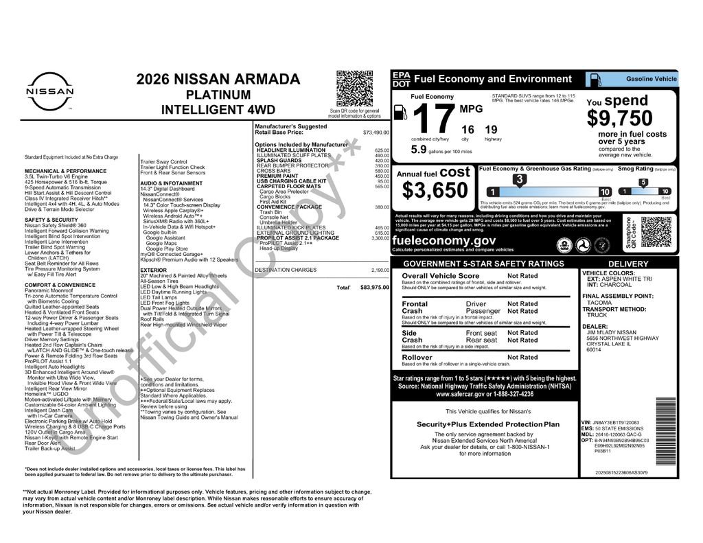 New 2026 Nissan Armada Platinum w/ Convenience Package image 11