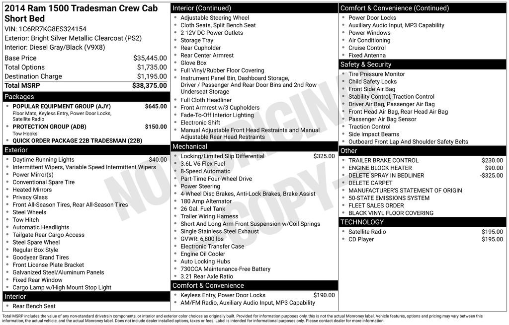 Used 2014 RAM 1500 Tradesman w/ Popular Equipment Group image 2