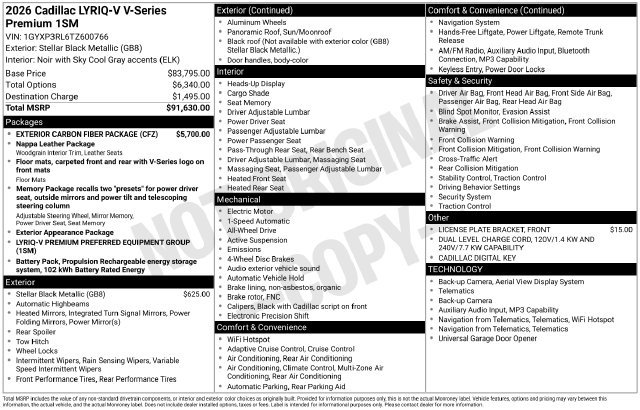 New 2026 Cadillac Lyriq V w/ Exterior Carbon Fiber Package AWD/4WD image 3