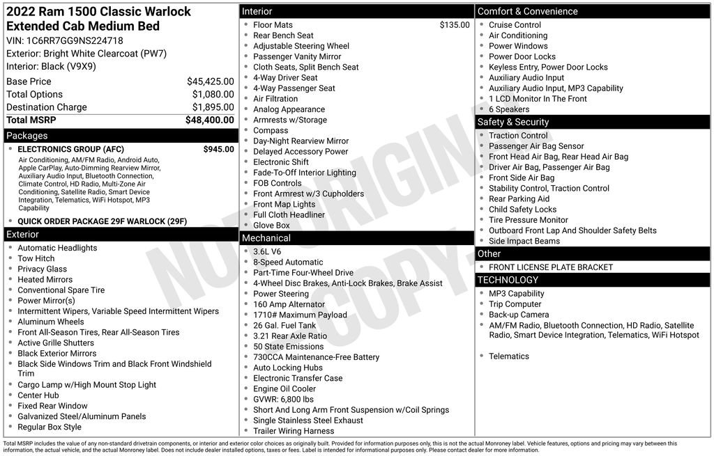 Used 2022 RAM 1500 Classic Warlock w/ Electronics Group image 15