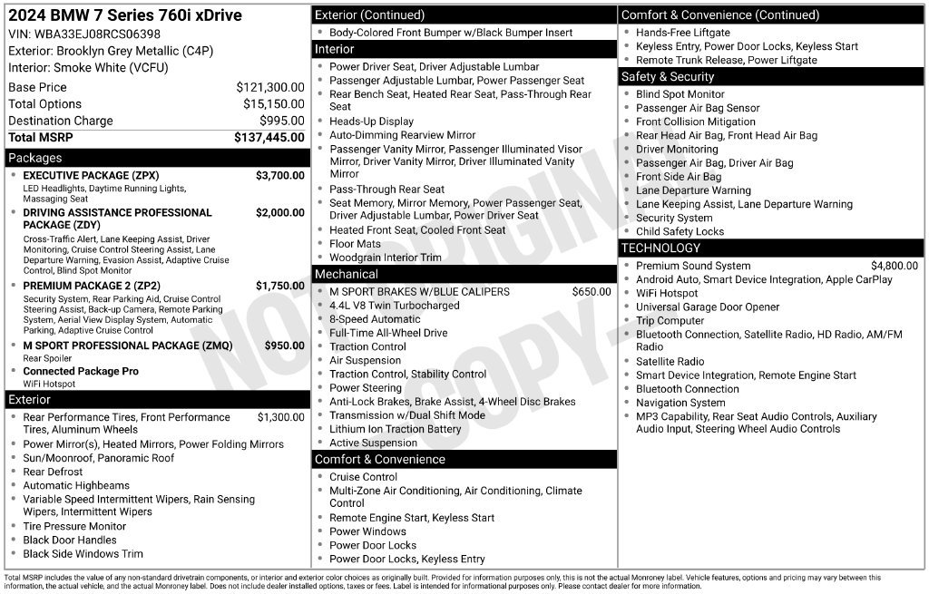 Used 2024 BMW 760i xDrive w/ Executive Package AWD/4WD image 4