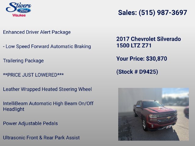 Used 2017 Chevrolet Silverado 1500 LTZ Z71 w/ LTZ Plus Package AWD/4WD image 16