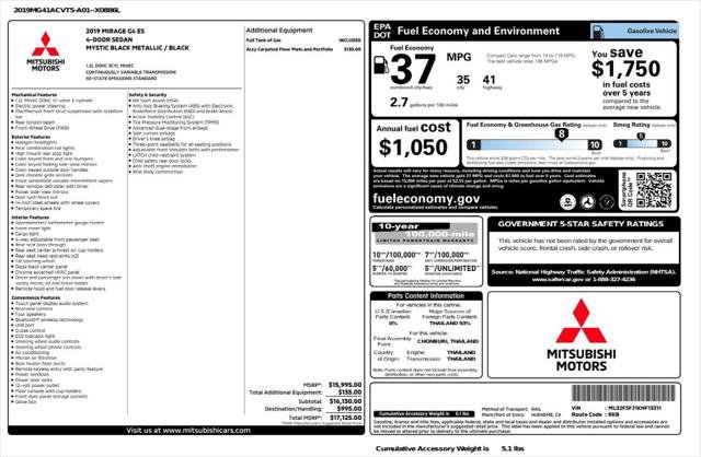 Used 2019 Mitsubishi Mirage G4 ES FWD image 4