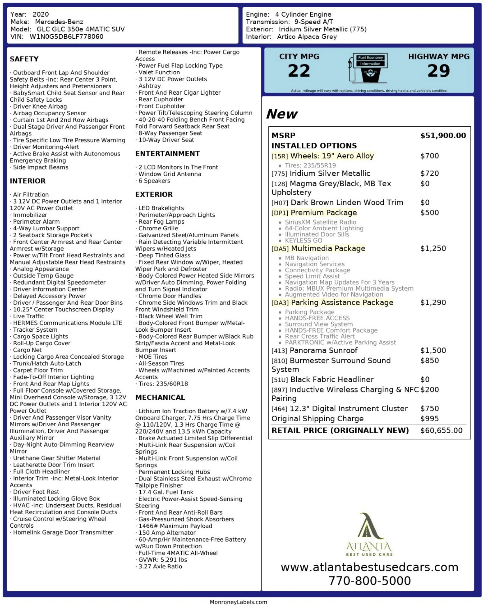 Used 2020 Mercedes-Benz GLC 350e 4MATIC image 56