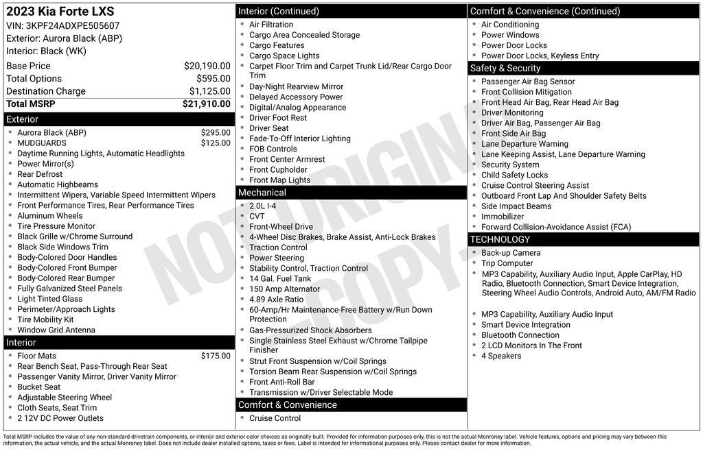 Used 2023 Kia Forte LXS FWD image 2