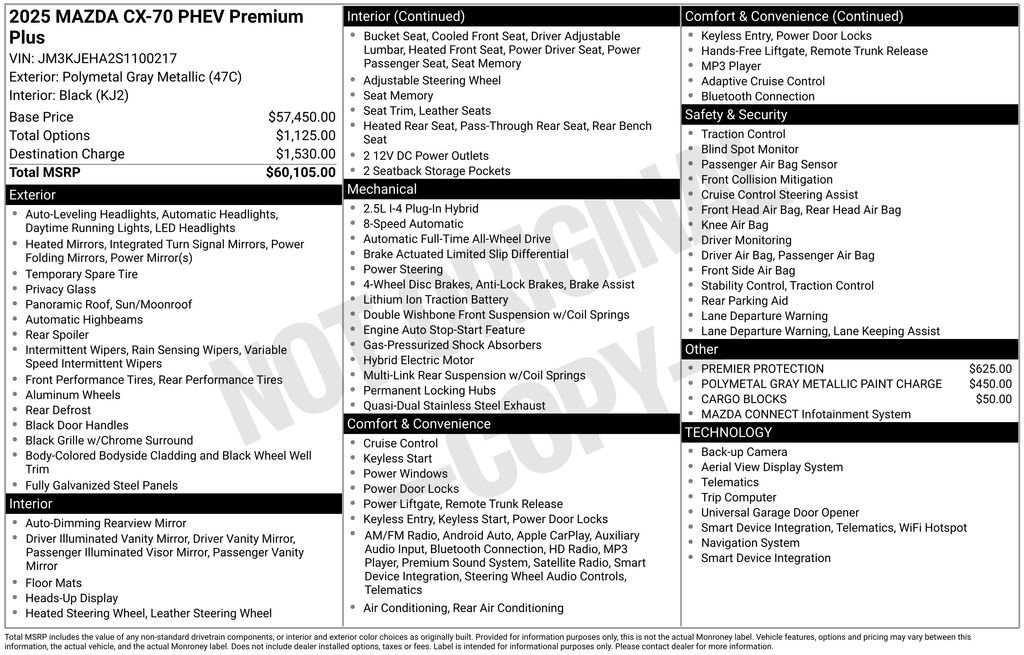 Used 2025 MAZDA CX-70 Plug-In Hybrid w/ Premium Plus image 3