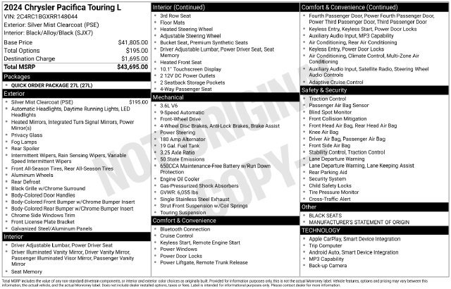 Used 2024 Chrysler Pacifica Touring-L FWD image 32