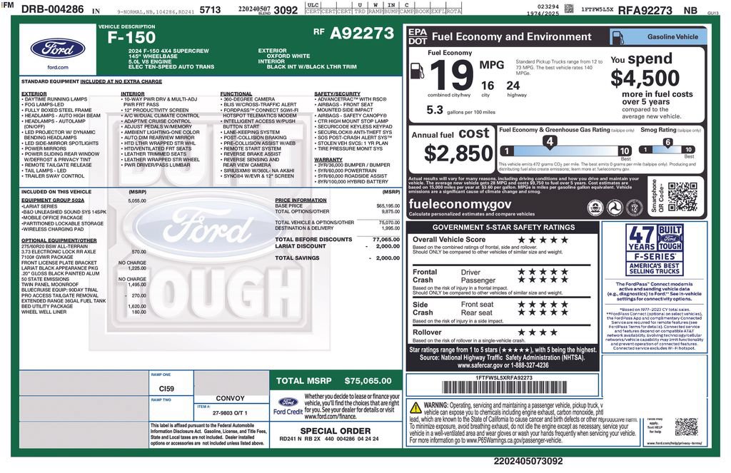 Used 2024 Ford F150 Lariat w/ Equipment Group 502A High