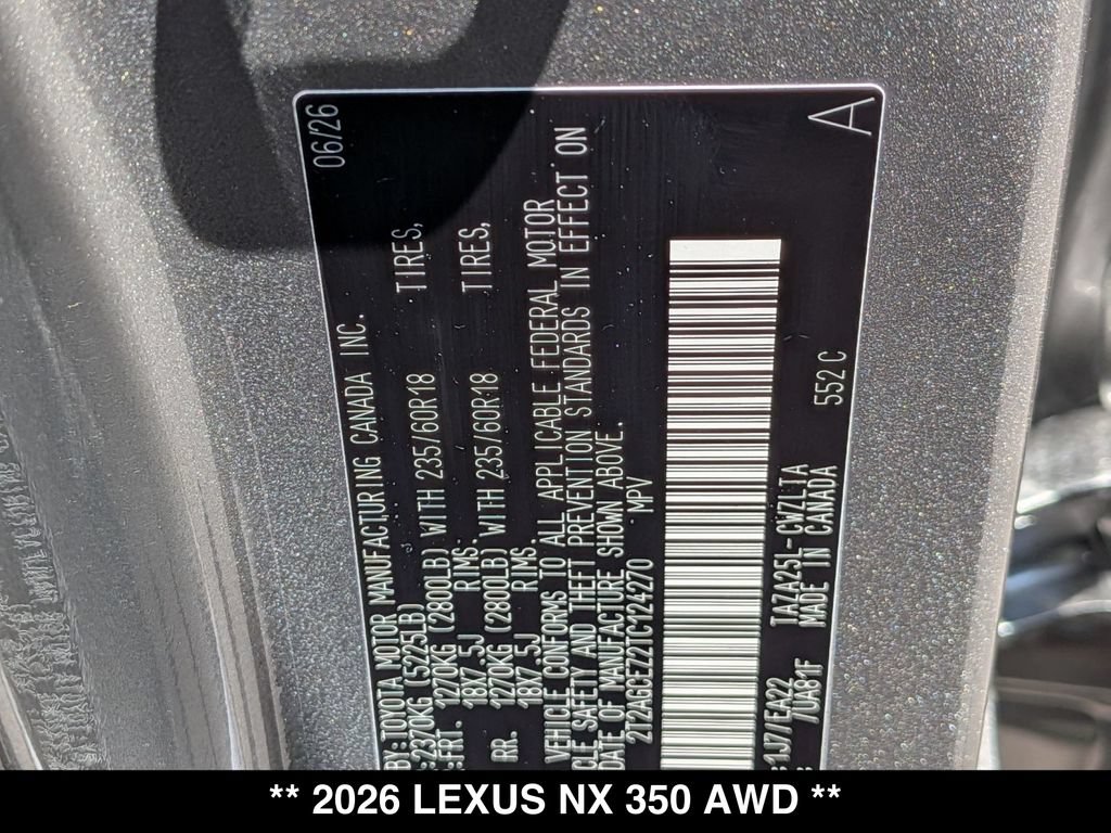 New 2026 Lexus NX 350 AWD w/ Accessory Package (2T) image 18