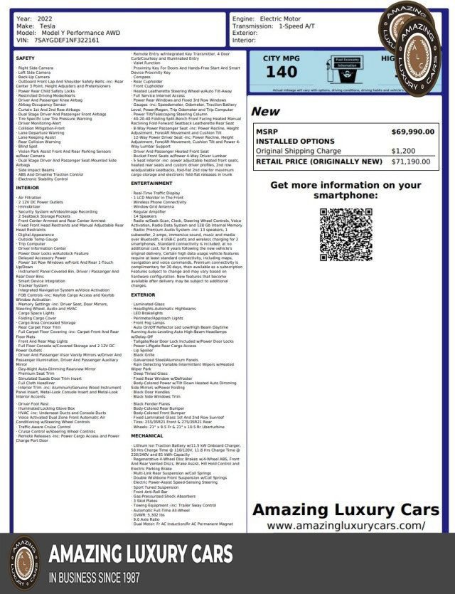 Used 2022 Tesla Model Y Performance AWD/4WD image 1