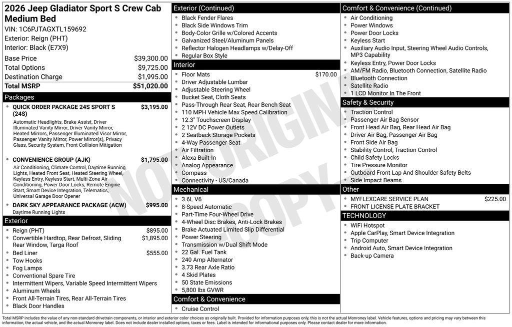 New 2026 Jeep Gladiator Sport AWD/4WD image 3