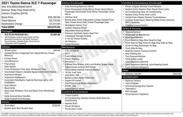 Certified 2021 Toyota Sienna XLE w/ XLE Plus Package FWD image 20