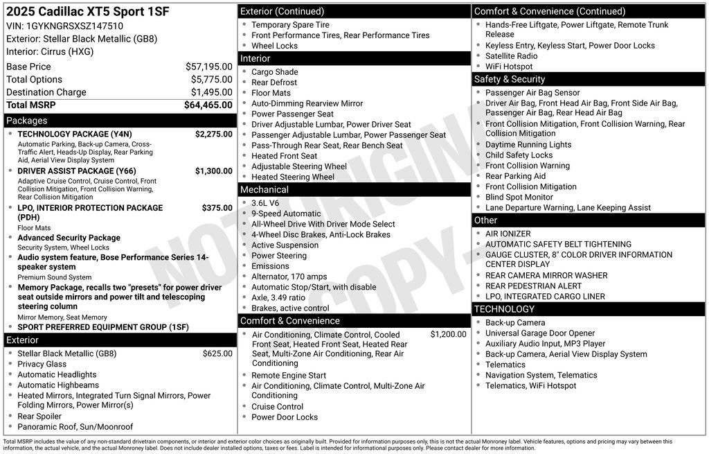 New 2025 Cadillac XT5 Sportv w/ Technology Package image 44