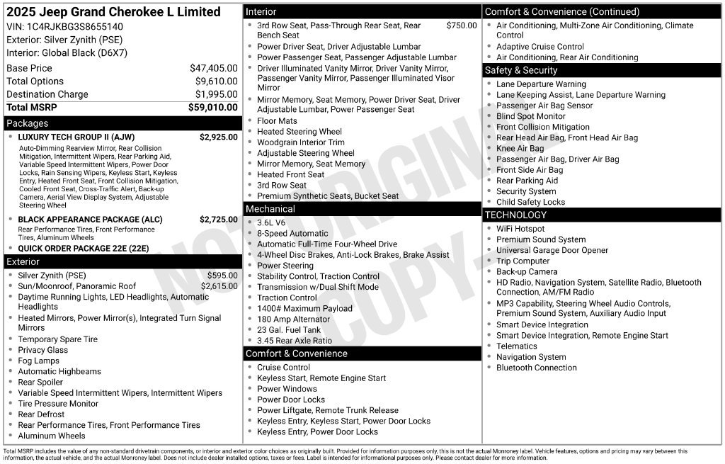Used 2025 Jeep Grand Cherokee L Limited w/ Luxury Tech Group II AWD/4WD image 8