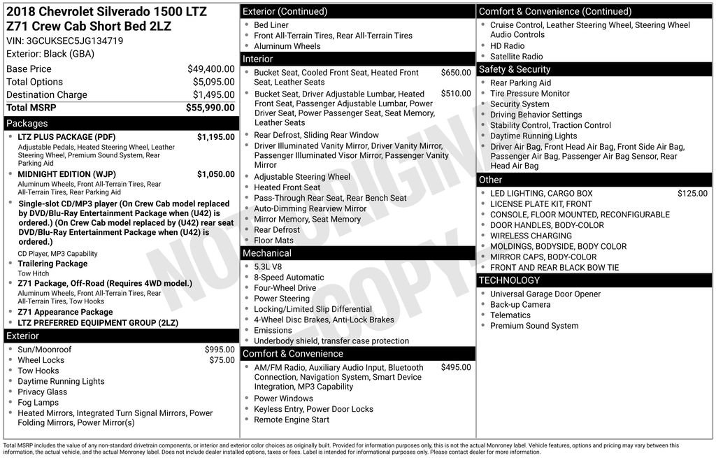 Used 2018 Chevrolet Silverado 1500 LTZ Z71 w/ LTZ Plus Package AWD/4WD image 6