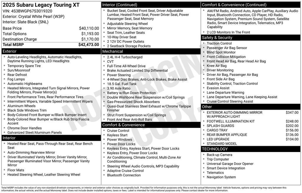 Certified 2025 Subaru Legacy Touring XT AWD/4WD image 26