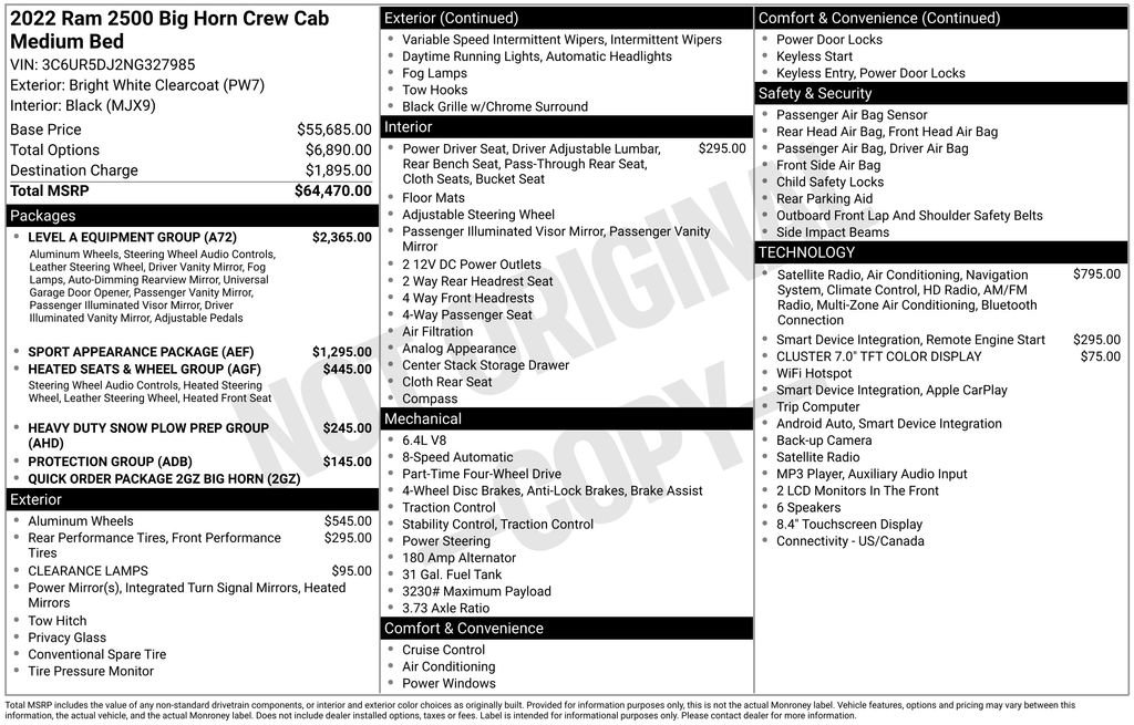 Used 2022 RAM 2500 Big Horn w/ Level A Equipment Group AWD/4WD image 33