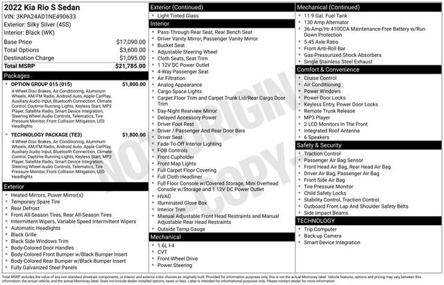 Certified 2022 Kia Rio S w/ Technology Package image 25