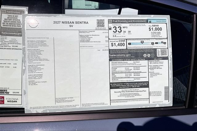 New 2027 Nissan Sentra SV w/ Floor Mat Package FWD image 12