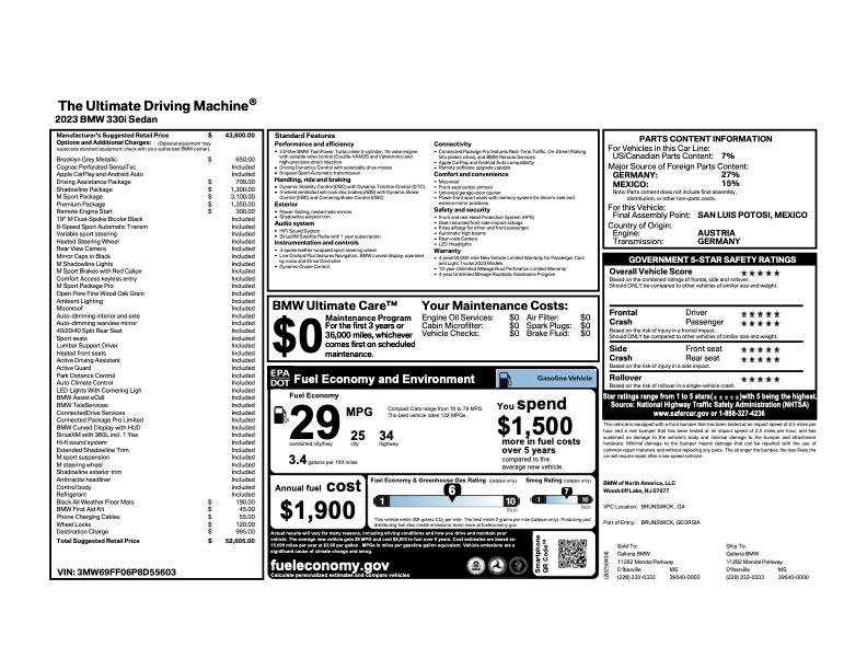 Used 2023 BMW 330i Sedan w/ M Sport Package RWD image 2