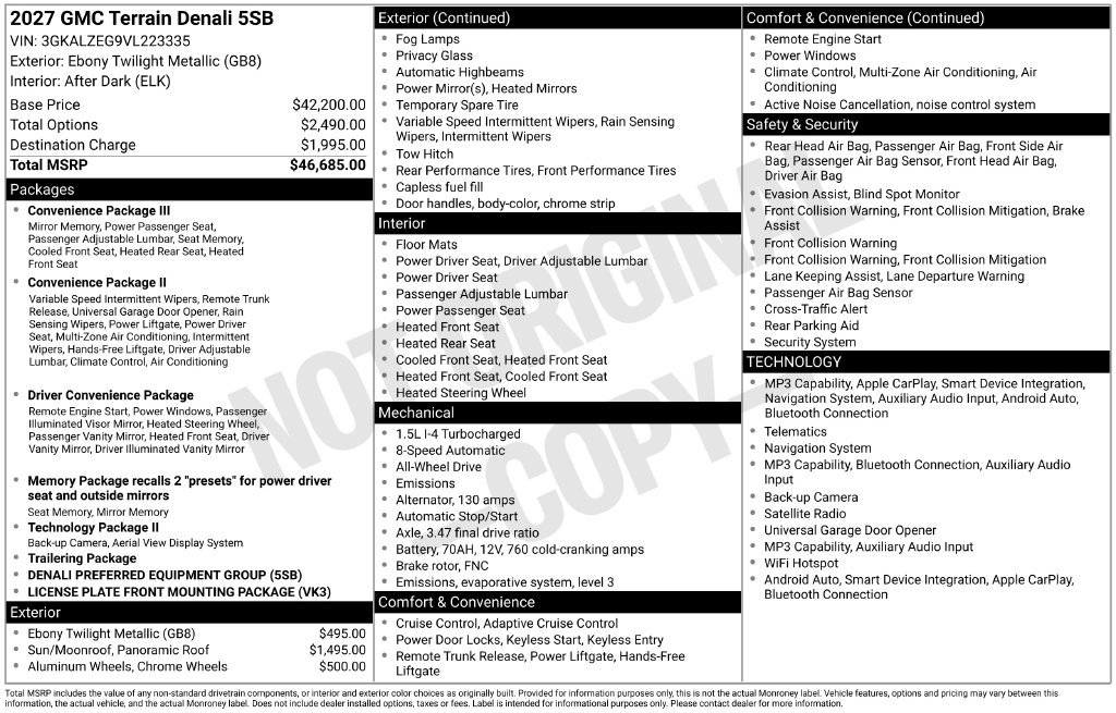 New 2027 GMC Terrain Denali AWD/4WD image 2