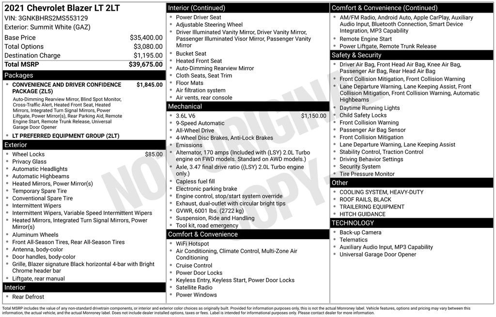 Used 2021 Chevrolet Blazer LT image 40